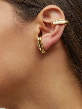 Jenny Bird Groove Lobe Cuff Earrings in gold